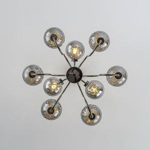 LightFixturesUSA - 9 - Light Hammered Smoked Glass Bubble Black Sputnik Chandelier - Chandelier - Black - 