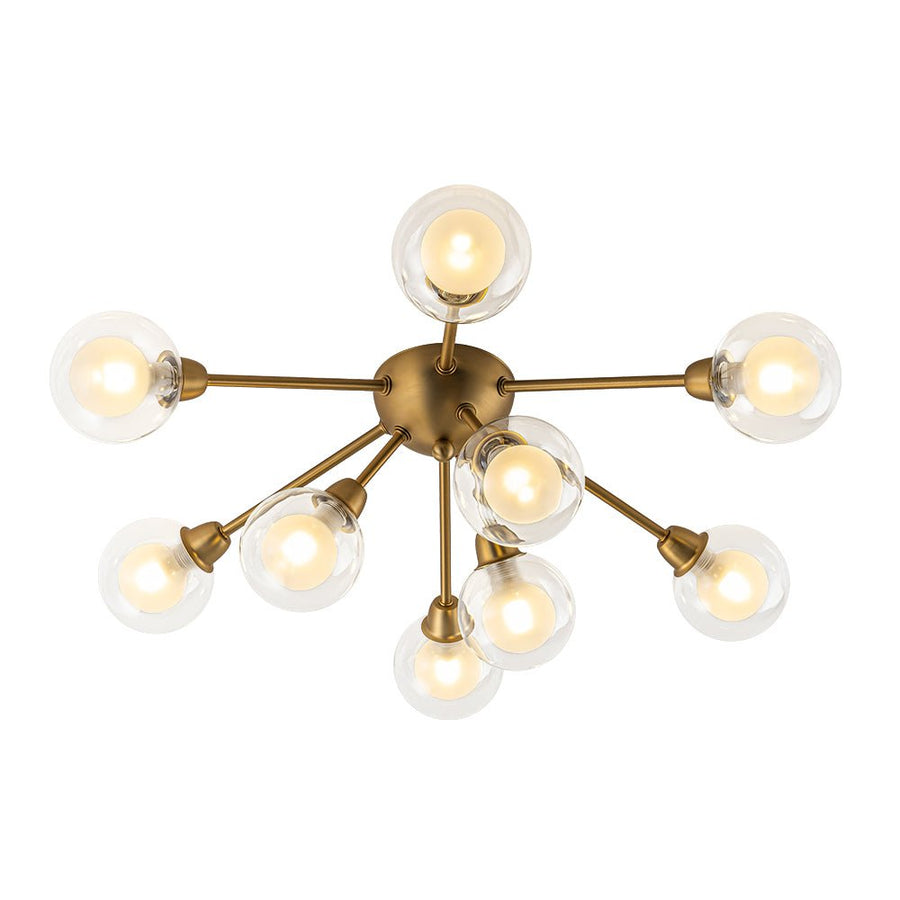 LightFixturesUSA - 9 - Light Layered Glass Bubble Sputnik Semi Flush Chandelier - Ceiling Light - Black (1 - 2 Weeks Arrive) - 