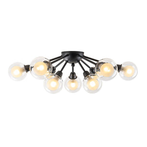 LightFixturesUSA - 9 - Light Layered Glass Bubble Sputnik Semi Flush Chandelier - Ceiling Light - Black (1 - 2 Weeks Arrive) - 