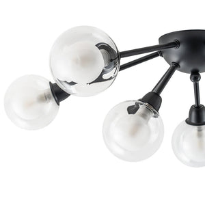 LightFixturesUSA - 9 - Light Layered Glass Bubble Sputnik Semi Flush Chandelier - Ceiling Light - Black (1 - 2 Weeks Arrive) - 