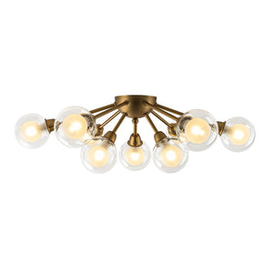 LightFixturesUSA - 9 - Light Layered Glass Bubble Sputnik Semi Flush Chandelier - Ceiling Light - Black (1 - 2 Weeks Arrive) - 