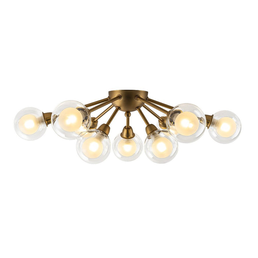 LightFixturesUSA - 9 - Light Layered Glass Bubble Sputnik Semi Flush Chandelier - Ceiling Light - Black (1 - 2 Weeks Arrive) - 