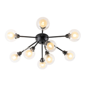 LightFixturesUSA - 9 - Light Layered Glass Bubble Sputnik Semi Flush Chandelier - Ceiling Light - Black (1 - 2 Weeks Arrive) - 