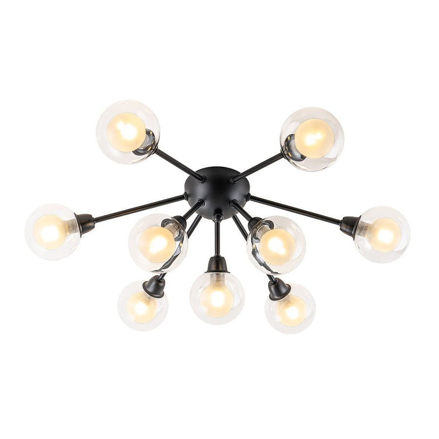 LightFixturesUSA - 9 - Light Layered Glass Bubble Sputnik Semi Flush Chandelier - Ceiling Light - Black (1 - 2 Weeks Arrive) - 