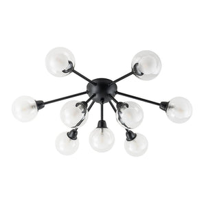 LightFixturesUSA - 9 - Light Layered Glass Bubble Sputnik Semi Flush Chandelier - Ceiling Light - Black (1 - 2 Weeks Arrive) - 