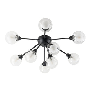 LightFixturesUSA - 9 - Light Layered Glass Bubble Sputnik Semi Flush Chandelier - Ceiling Light - Black - 