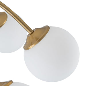 LightFixturesUSA-9-Light Opal Glass Bubble Arched Arm Semi Flush Chandelier-Chandelier-Brass-