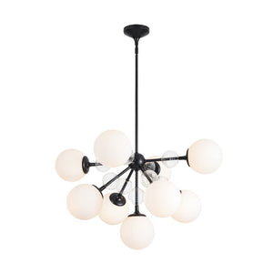 LightFixturesUSA - 9 - Light Tiered Sputnik Glass Globe Bubble Chandelier - Chandelier - Brass - 