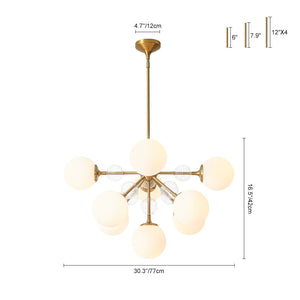 LightFixturesUSA - 9 - Light Tiered Sputnik Glass Globe Bubble Chandelier - Chandelier - Brass - 