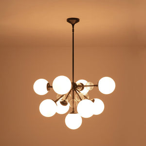 LightFixturesUSA - 9 - Light Tiered Sputnik Glass Globe Bubble Chandelier - Chandelier - Brass - 