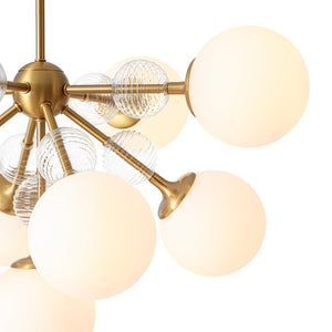 LightFixturesUSA - 9 - Light Tiered Sputnik Glass Globe Bubble Chandelier - Chandelier - Brass - 
