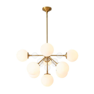 LightFixturesUSA - 9 - Light Tiered Sputnik Glass Globe Bubble Chandelier - Chandelier - Brass - 