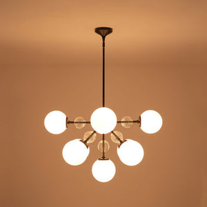 LightFixturesUSA - 9 - Light Tiered Sputnik Glass Globe Bubble Chandelier - Chandelier - Brass - 