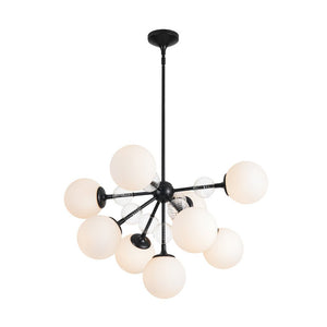 LightFixturesUSA - 9 - Light Tiered Sputnik Glass Globe Bubble Chandelier - Chandelier - Brass - 