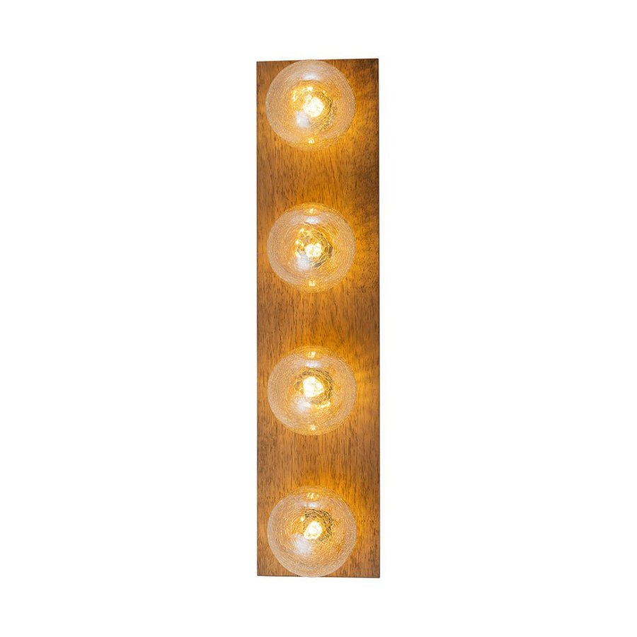 LightFixturesUSA - Amber Textured Glass Linear Wooden Semi Flush Mount / Wall Light - Wall Sconce - 4 - Lt - 