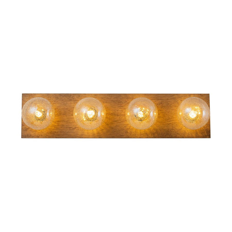 LightFixturesUSA - Amber Textured Glass Linear Wooden Semi Flush Mount / Wall Light - Wall Sconce - 4 - Lt - 