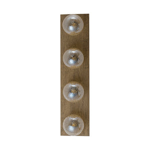 LightFixturesUSA - Amber Textured Glass Linear Wooden Semi Flush Mount / Wall Light - Wall Sconce - 4 - Lt - 