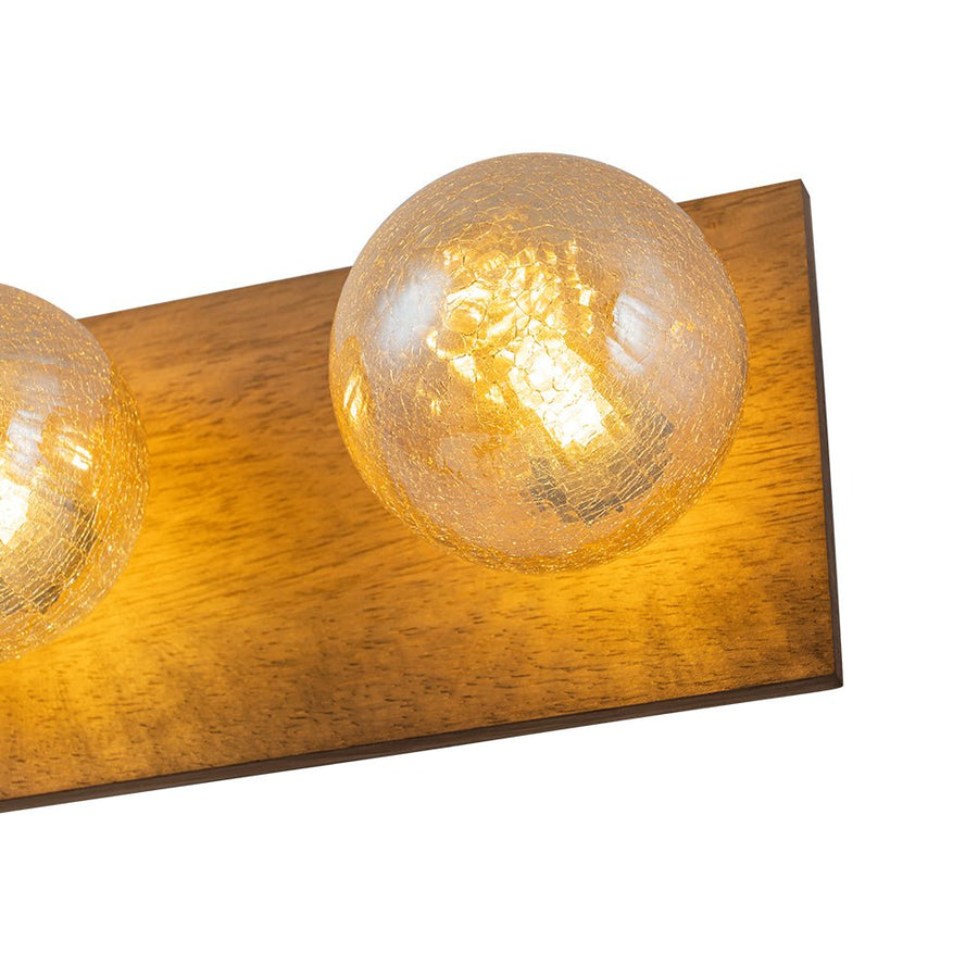 LightFixturesUSA - Amber Textured Glass Linear Wooden Semi Flush Mount / Wall Light - Wall Sconce - 4 - Lt - 