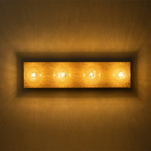 LightFixturesUSA - Amber Textured Glass Linear Wooden Semi Flush Mount / Wall Light - Wall Sconce - 4 - Lt - 