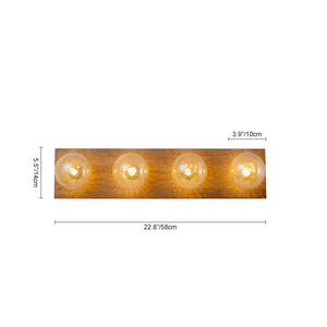 LightFixturesUSA - Amber Textured Glass Linear Wooden Semi Flush Mount / Wall Light - Wall Sconce - 4 - Lt - 