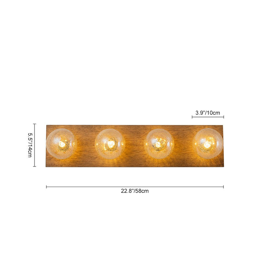 LightFixturesUSA - Amber Textured Glass Linear Wooden Semi Flush Mount / Wall Light - Wall Sconce - 4 - Lt - 