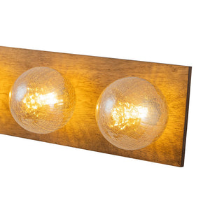 LightFixturesUSA - Amber Textured Glass Linear Wooden Semi Flush Mount / Wall Light - Wall Sconce - 4 - Lt - 