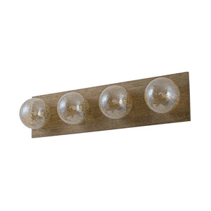 LightFixturesUSA - Amber Textured Glass Linear Wooden Semi Flush Mount / Wall Light - Wall Sconce - 4 - Lt - 