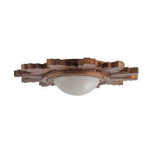 LightFixturesUSA - Antique Apollo Sunburst Sculpture Flush Mount / Wall Light - Ceiling Light - Distressed Brass - 