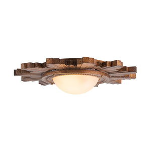 LightFixturesUSA - Antique Apollo Sunburst Sculpture Flush Mount / Wall Light - Ceiling Light - Distressed Brass - 
