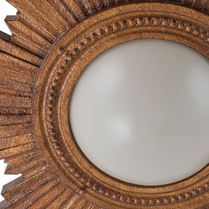 LightFixturesUSA - Antique Apollo Sunburst Sculpture Flush Mount / Wall Light - Ceiling Light - Distressed Brass - 