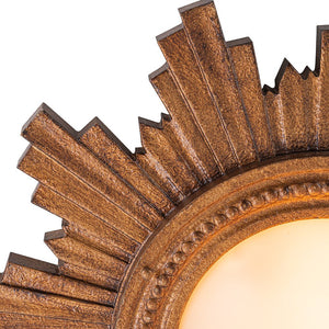 LightFixturesUSA - Antique Apollo Sunburst Sculpture Flush Mount / Wall Light - Ceiling Light - Distressed Brass - 