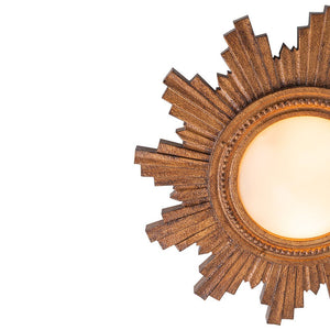 LightFixturesUSA - Antique Apollo Sunburst Sculpture Flush Mount / Wall Light - Ceiling Light - Distressed Brass - 