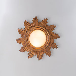 LightFixturesUSA - Antique Apollo Sunburst Sculpture Flush Mount / Wall Light - Ceiling Light - Distressed Brass - 