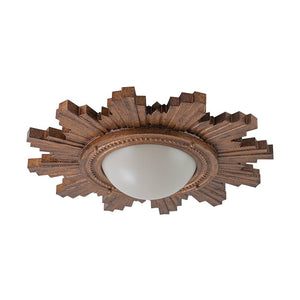 LightFixturesUSA - Antique Apollo Sunburst Sculpture Flush Mount / Wall Light - Ceiling Light - Distressed Brass - 