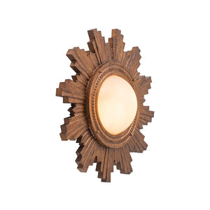 LightFixturesUSA - Antique Apollo Sunburst Sculpture Flush Mount / Wall Light - Ceiling Light - Distressed Brass - 