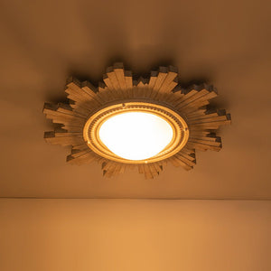 LightFixturesUSA - Antique Apollo Sunburst Sculpture Flush Mount / Wall Light - Ceiling Light - Weathered White - 