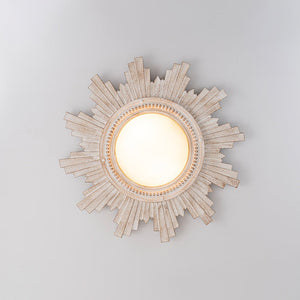 LightFixturesUSA - Antique Apollo Sunburst Sculpture Flush Mount / Wall Light - Ceiling Light - Weathered White - 