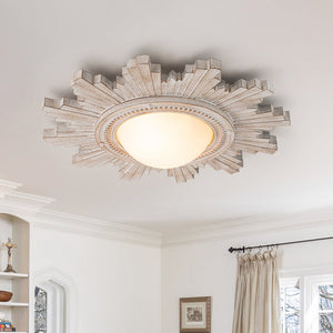LightFixturesUSA - Antique Apollo Sunburst Sculpture Flush Mount / Wall Light - Ceiling Light - Weathered White - 