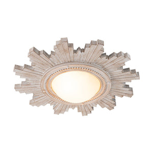 LightFixturesUSA - Antique Apollo Sunburst Sculpture Flush Mount / Wall Light - Ceiling Light - Weathered White - 