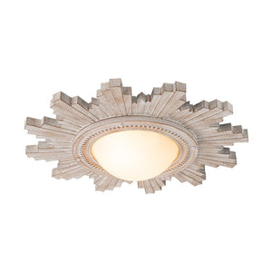 LightFixturesUSA - Antique Apollo Sunburst Sculpture Flush Mount / Wall Light - Ceiling Light - Weathered White - 