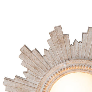 LightFixturesUSA - Antique Apollo Sunburst Sculpture Flush Mount / Wall Light - Ceiling Light - Weathered White - 