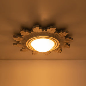 LightFixturesUSA - Antique Apollo Sunburst Sculpture Flush Mount / Wall Light - Ceiling Light - Weathered White - 