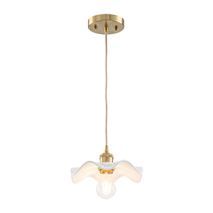 LightFixturesUSA-Art Deco 1-Light White Scalloped Ceramic Bloom Pendant-Pendant Light-9.4 in-