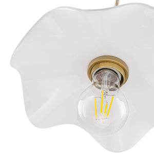 LightFixturesUSA-Art Deco 1-Light White Scalloped Ceramic Bloom Pendant-Pendant Light-9.4 in-