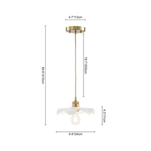 LightFixturesUSA-Art Deco 1-Light White Scalloped Ceramic Bloom Pendant-Pendant Light-9.4 in-