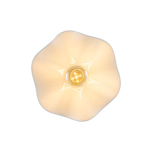 LightFixturesUSA-Art Deco 1-Light White Scalloped Ceramic Bloom Pendant-Pendant Light-9.4 in-