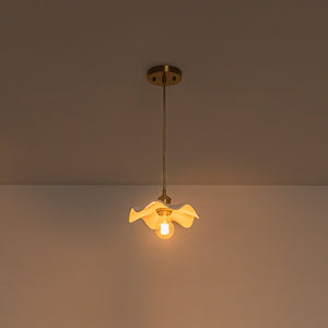LightFixturesUSA-Art Deco 1-Light White Scalloped Ceramic Bloom Pendant-Pendant Light-9.4 in-