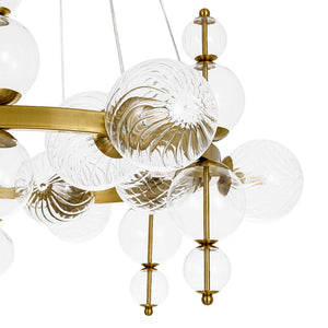 LightFixturesUSA - Art Deco 10 - Light Glass Globe Bubble Circle Chandelier - Chandelier - Brass - 