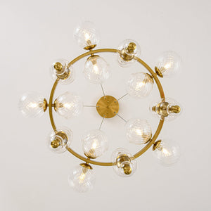 LightFixturesUSA - Art Deco 10 - Light Glass Globe Bubble Circle Chandelier - Chandelier - Brass - 