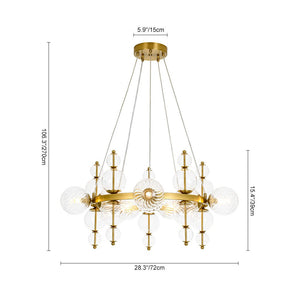LightFixturesUSA - Art Deco 10 - Light Glass Globe Bubble Circle Chandelier - Chandelier - Brass - 